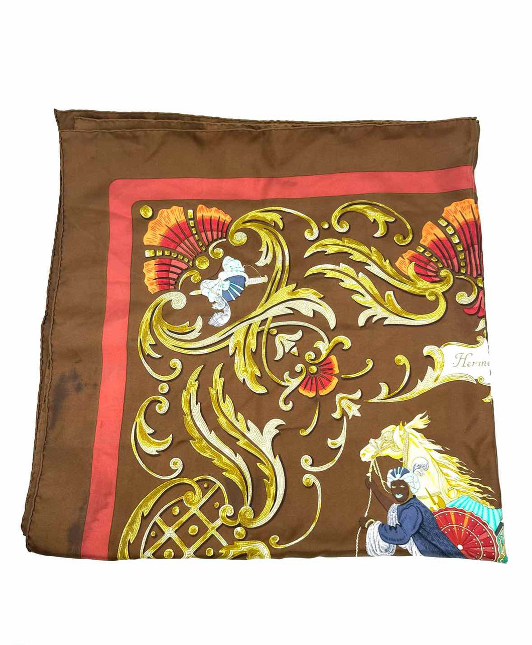 HERMES Brown Square Scarf