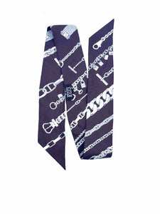HERMES Brown, White Scarf