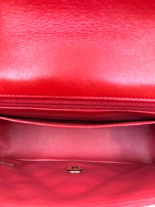 CHANEL Red Leather Quilted Handbag
