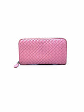 Load image into Gallery viewer, BOTTEGA VENETA Continental Pink Leather Woven Wallet

