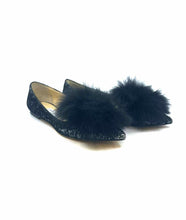 Load image into Gallery viewer, JIMMY CHOO Size 8.5 Black Glitter Solid Flats
