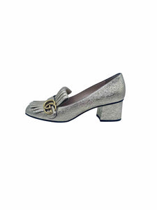 GUCCI Marmont Size 9 Gold Leather Metallic Solid Pumps