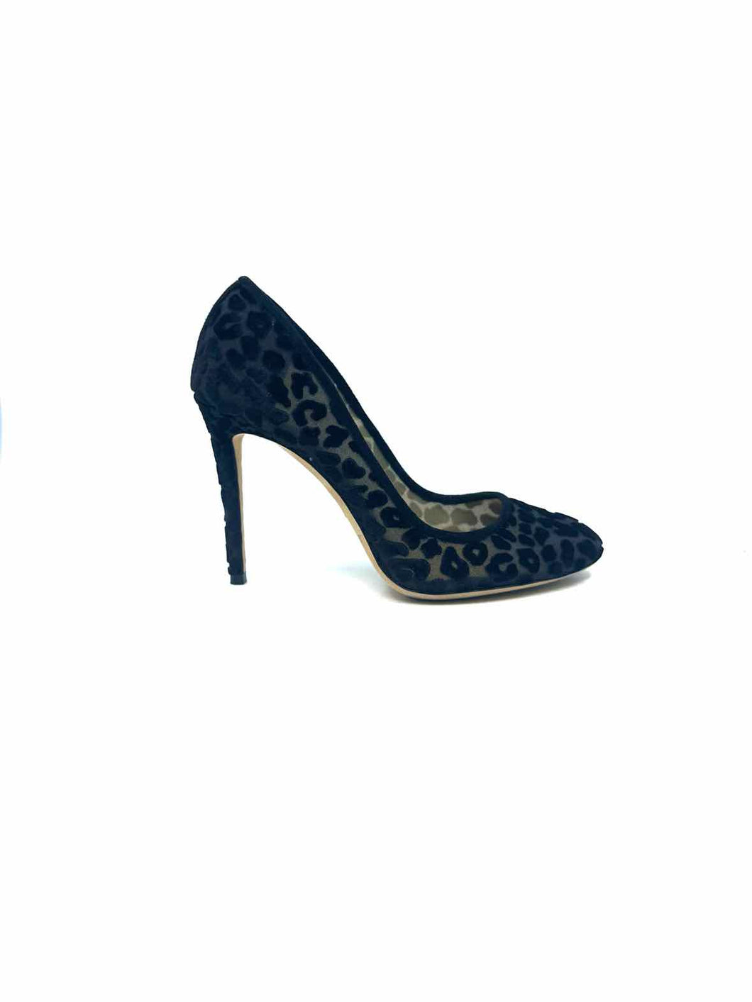 JIMMY CHOO Size 8.5 Black Velvet Cheetah print Pumps