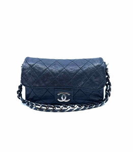 CHANEL Black Leather Quilted caviar Handbag