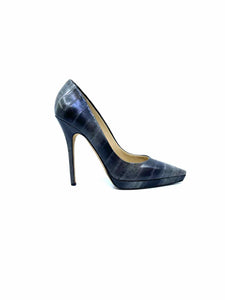 JIMMY CHOO Size 9 Grey Eel Skin Solid Pumps