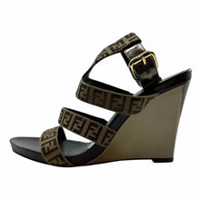 Load image into Gallery viewer, FENDI Size 10 Brown Canvas Monogram Wedge
