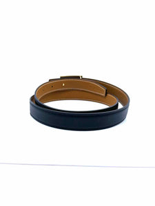 HERMES Camel, Black Solid Belt