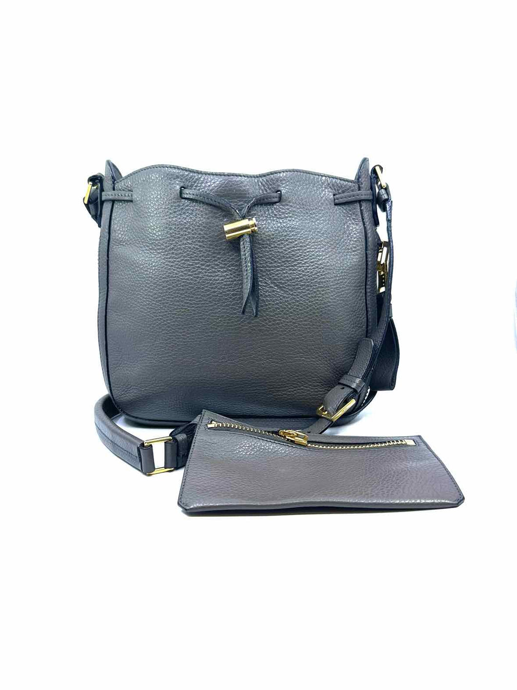 TOM FORD Grey Pebbled Leather Solid Handbag