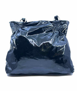 SALVATORE FERRAGAMO Black Patent Leather Solid Handbag