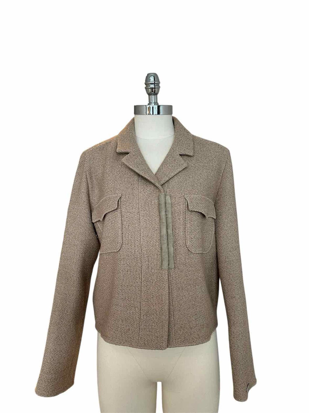 CHANEL Size 6 Tan Wool / Angora Weaved Jacket