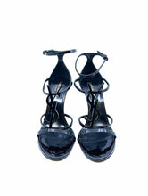 Load image into Gallery viewer, YVES SAINT LAURENT Cassandra Size 11 Black Patent Leather Solid Sandals
