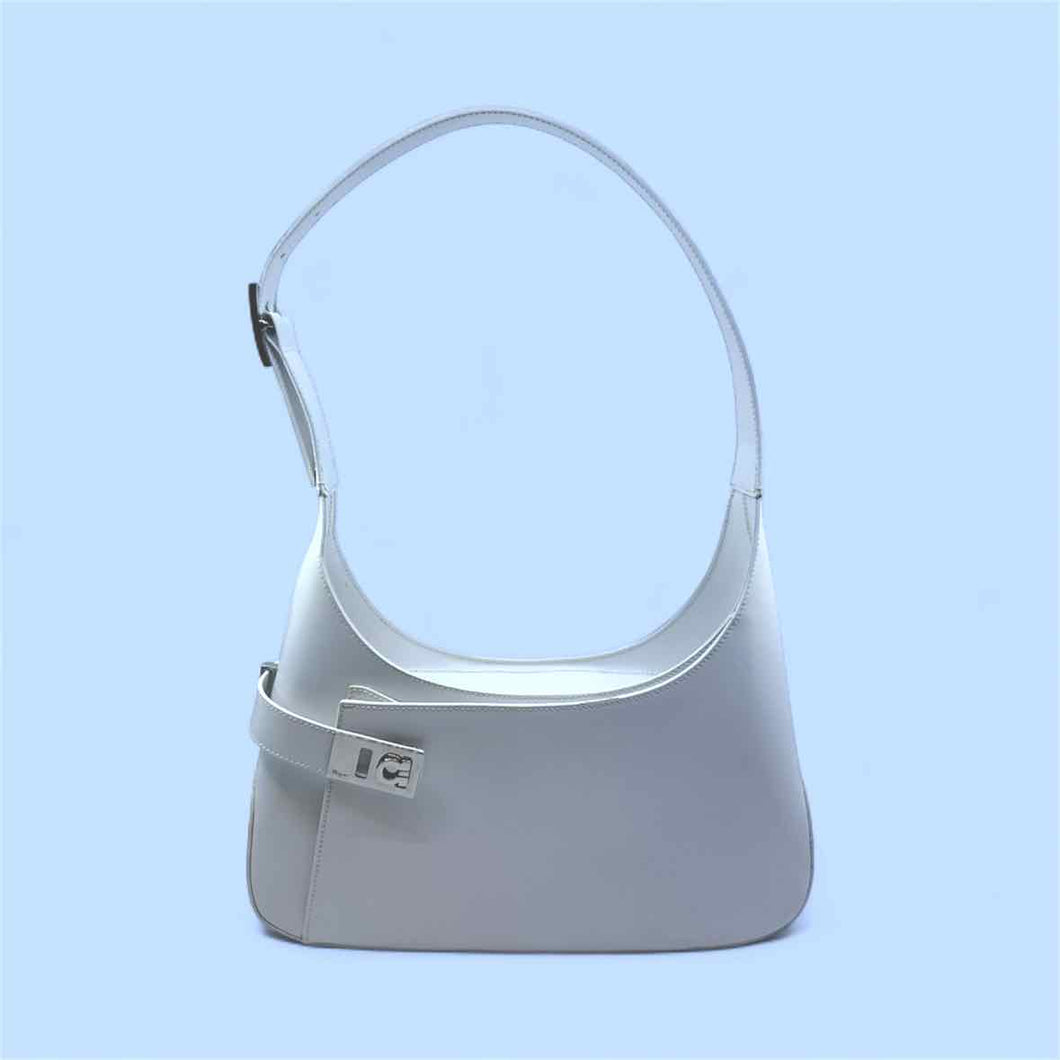 SALVATORE FERRAGAMO White Leather Solid Handbag