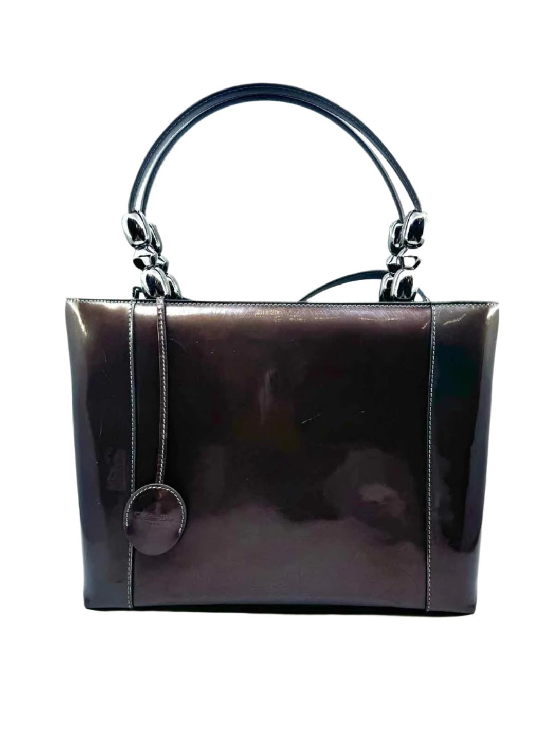 CHRISTIAN DIOR Brown Patent Leather Handbag