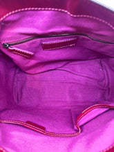 Load image into Gallery viewer, BURBERRY Raspberry Patent Leather Plaid Handbag
