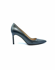 MANOLO BLAHNIK Size 9 Grey Patent Leather Pumps