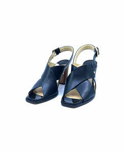 JIMMY CHOO Size 8.5 Black Leather Solid Sandals