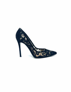 GIANVITO ROSSI Size 9 Black Suede Lace Pumps