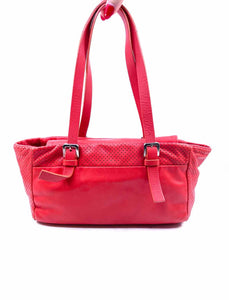 JIL SANDER Red Orange Leather Perforated Handbag