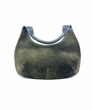 Load image into Gallery viewer, SALVATORE FERRAGAMO Brown, Green Suede Shoulder Bag
