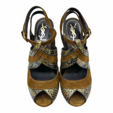 Load image into Gallery viewer, YVES SAINT LAURENT Suede Snakeskin Patchwork Sandals | 6
