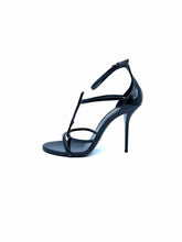Load image into Gallery viewer, YVES SAINT LAURENT Cassandra Size 11 Black Patent Leather Solid Sandals
