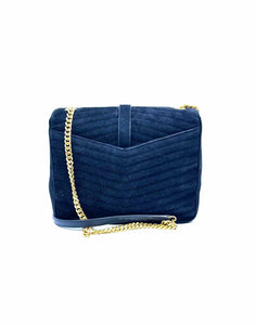 YVES SAINT LAURENT Black Suede Chevron print Handbag