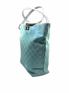GUCCI Baby Blue Canvas Monogram Handbag