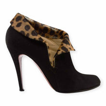 Load image into Gallery viewer, CHRISTIAN LOUBOUTIN Charme Size 9.5 Black, Brown Suede Cheetah print Ankle Boot
