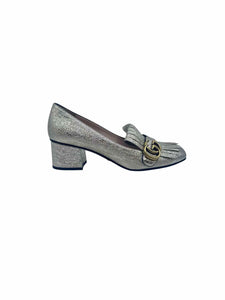GUCCI Marmont Size 9 Gold Leather Metallic Solid Pumps