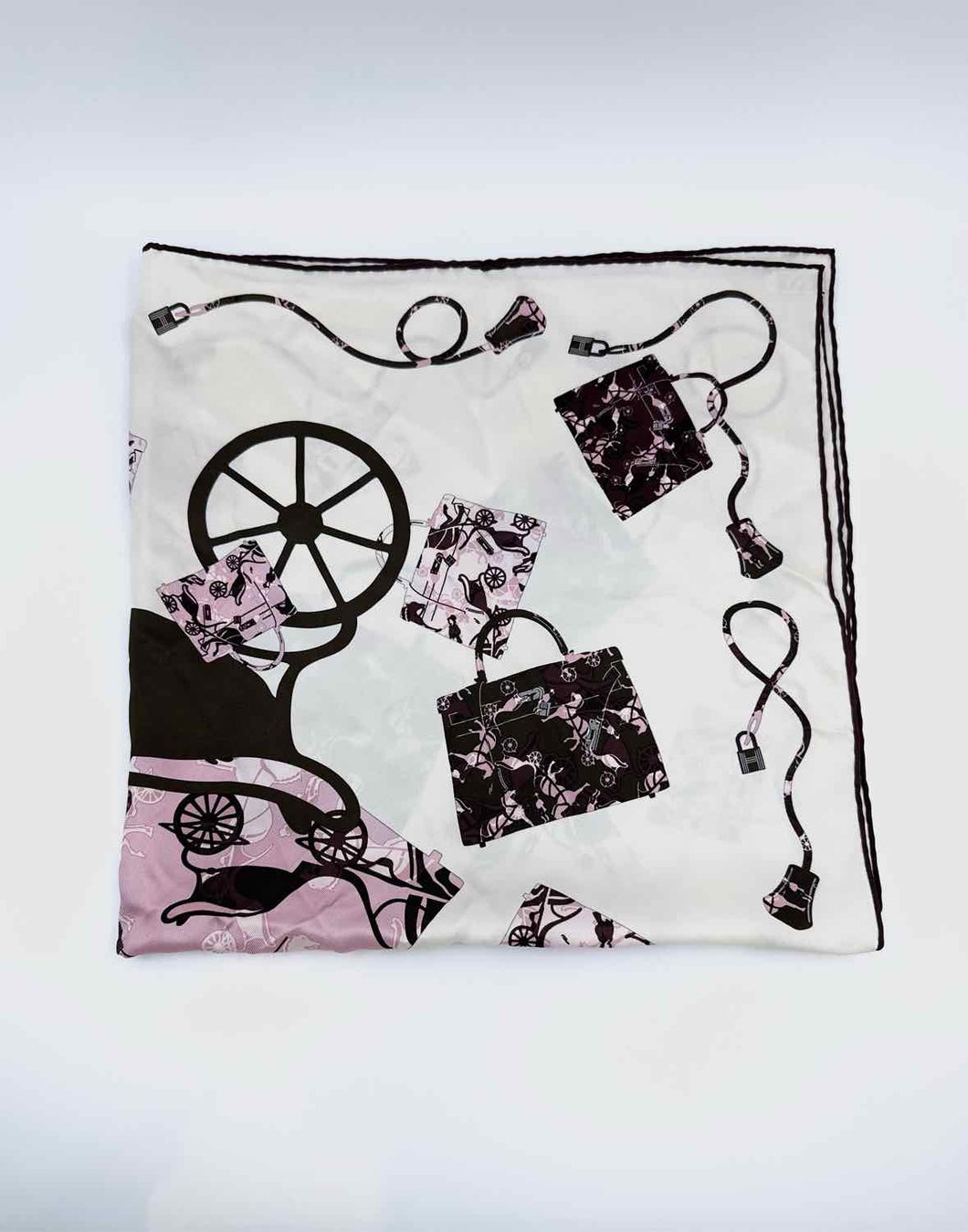 HERMES Pink, Brown Square 25