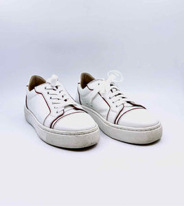 CHRISTIAN LOUBOUTIN Size 7 White Leather Sneakers