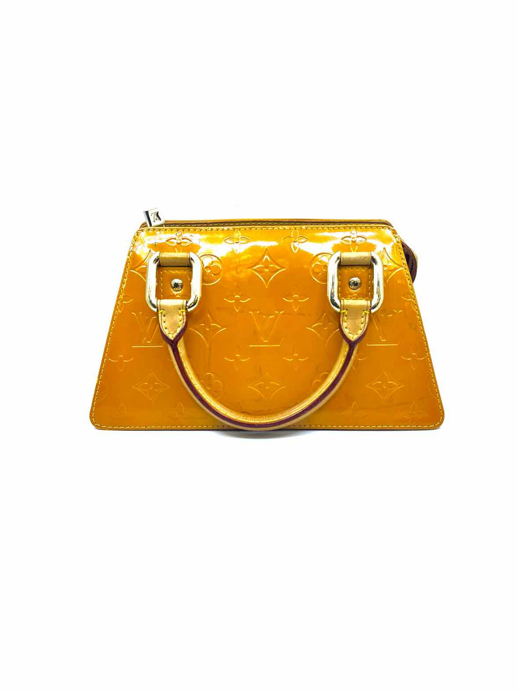 LOUIS VUITTON Forsyth Yellow Orange Patent Leather Monogram Vernis Handbag