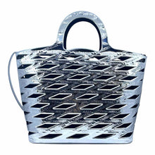 Load image into Gallery viewer, BALENCIAGA Neo 2way Basket Tote Silver Metallic Patent Leather Handbag
