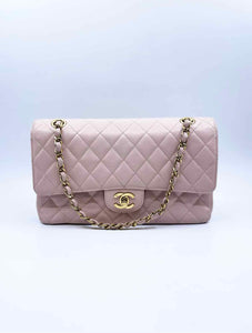 CHANEL Light Pink Leather Quilted caviar Handbag