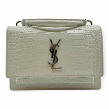 Load image into Gallery viewer, YVES SAINT LAURENT Sunset Small Ivory Leather Croc Handbag
