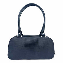 Load image into Gallery viewer, SALVATORE FERRAGAMO Black Leather Lizard Handbag
