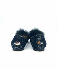 Load image into Gallery viewer, JIMMY CHOO Size 8.5 Black Glitter Solid Flats
