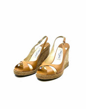 Load image into Gallery viewer, JIMMY CHOO Size 11.5 Camel Leather Solid Wedge
