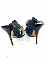 Load image into Gallery viewer, JIMMY CHOO Size 7.5 Navy Leather Glitter Solid Sandals
