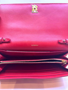 BURBERRY Red Leather Solid Handbag