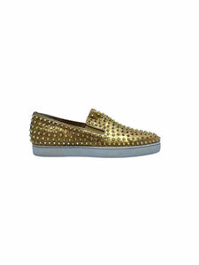CHRISTIAN LOUBOUTIN Size 13 Gold Men's Sneakers