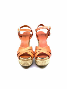 JIMMY CHOO Size 8 Salmon Leather Wedge