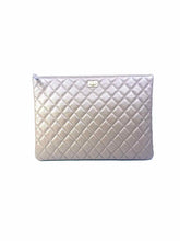 Load image into Gallery viewer, CHANEL Gold Leather Quilted Tridesce Clutch
