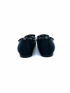 VALENTINO Size 11 Black Satin Solid Flats