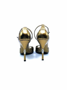 GUCCI Size 9.5 Gold Leather Sandals