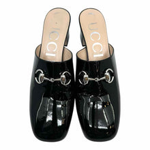 Load image into Gallery viewer, GUCCI Size 10.5 Black Patent Leather Mules
