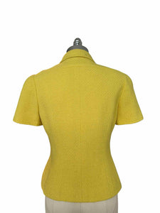 CHANEL Size S Yellow Tweed Solid Blazer