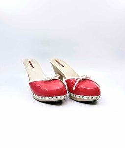 PRADA Size 11 Pink Patent Leather Mules