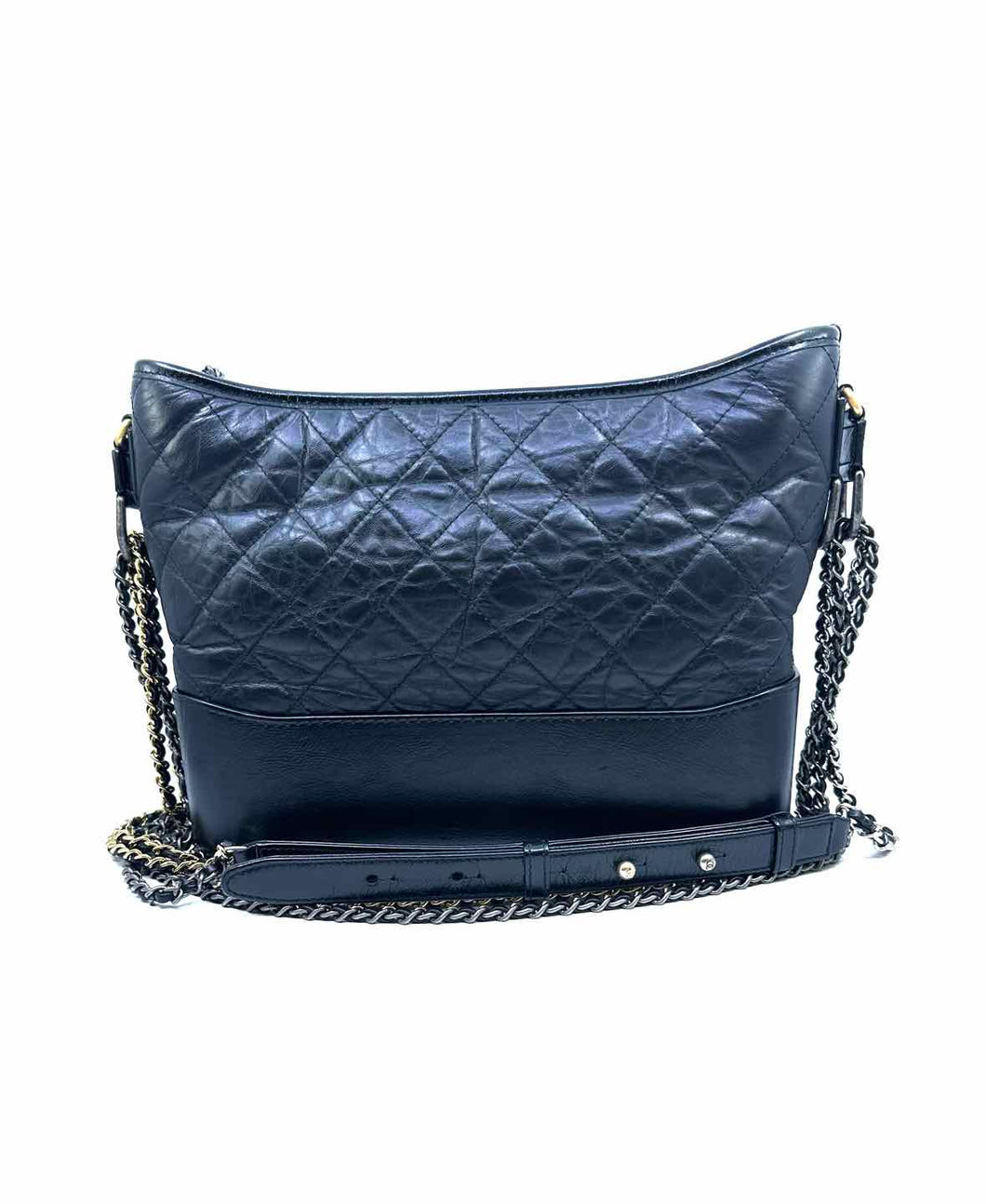 CHANEL Gabrielle Hobo Medium Black Lambskin Lace Quilted Handbag