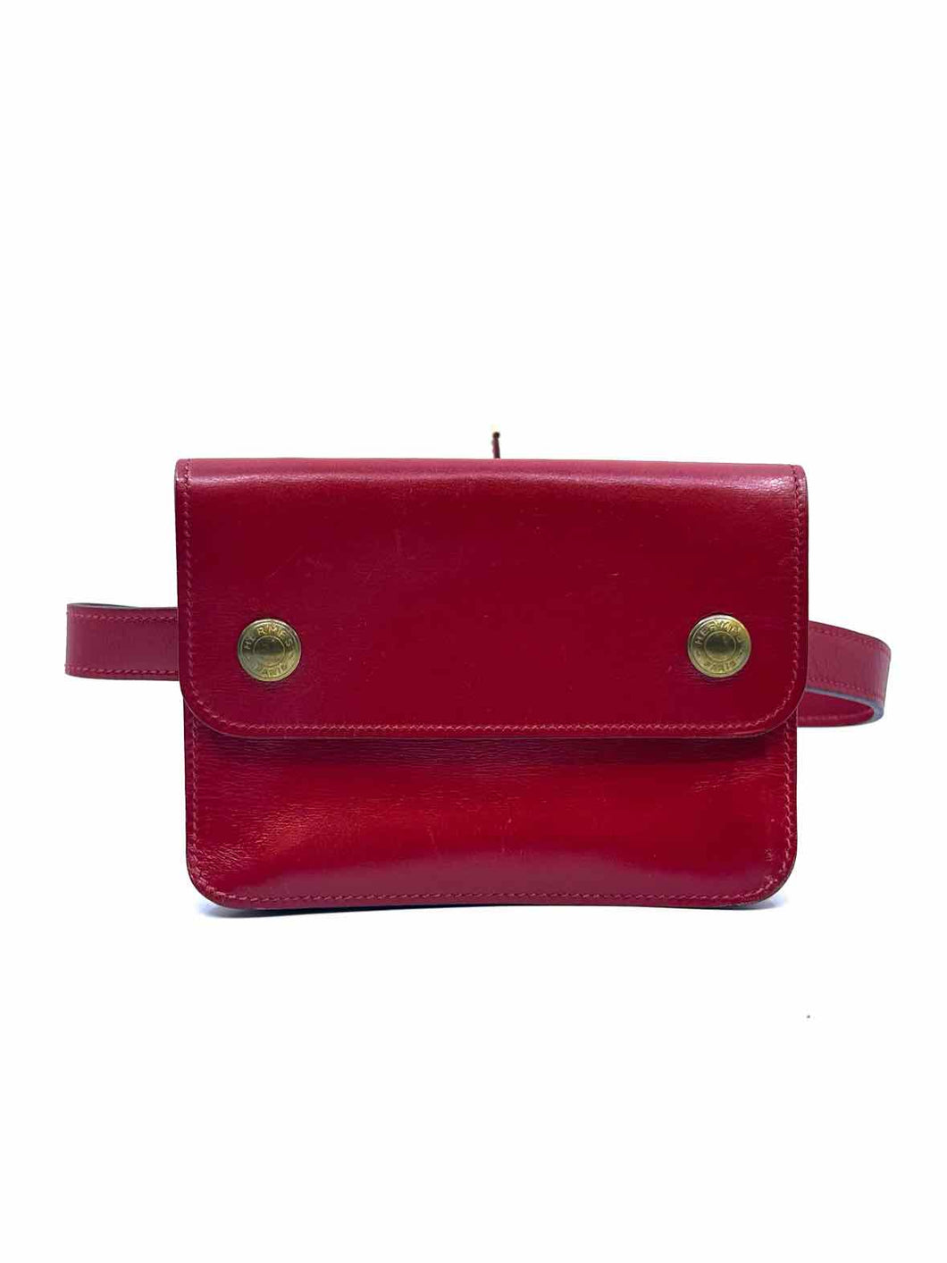 HERMES Red Leather Solid Waist Bag